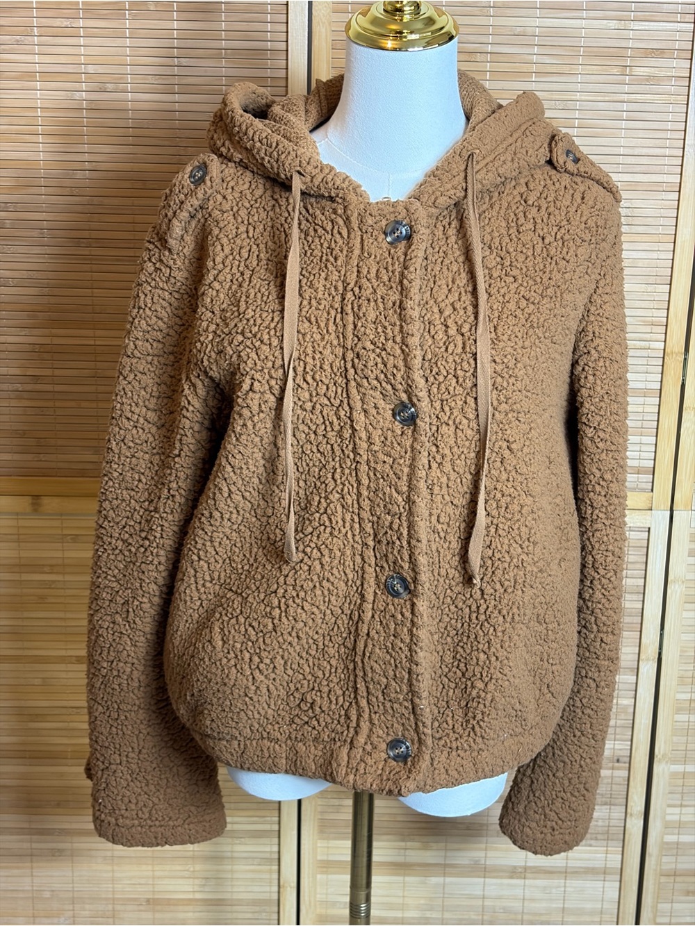 mine Camel Teddy Hooded Jacket